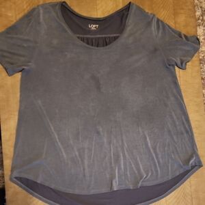 LOFT Women's Slate Blue Short Sleeve Blouse